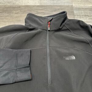 The North Face Black Red Mens Large 1/2 Zip Mock Neck Pullover Soft Shell Jacket